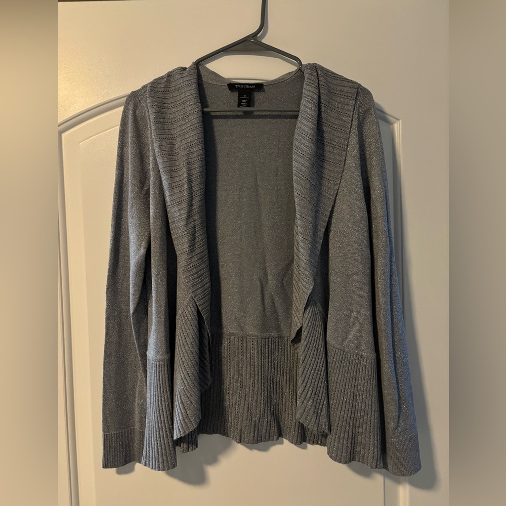 WHITE HOUSE BLACK MARKET SILVER SHAW SIZE M